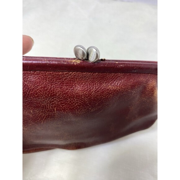 Fossil Leather Coin Purse Wallet Red Leather Vintage Kiss lock - Picture 5 of 12